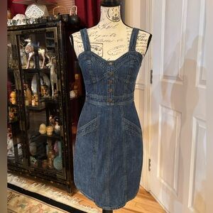 Japna Bodycon Dark Blue Denim Midi Dress